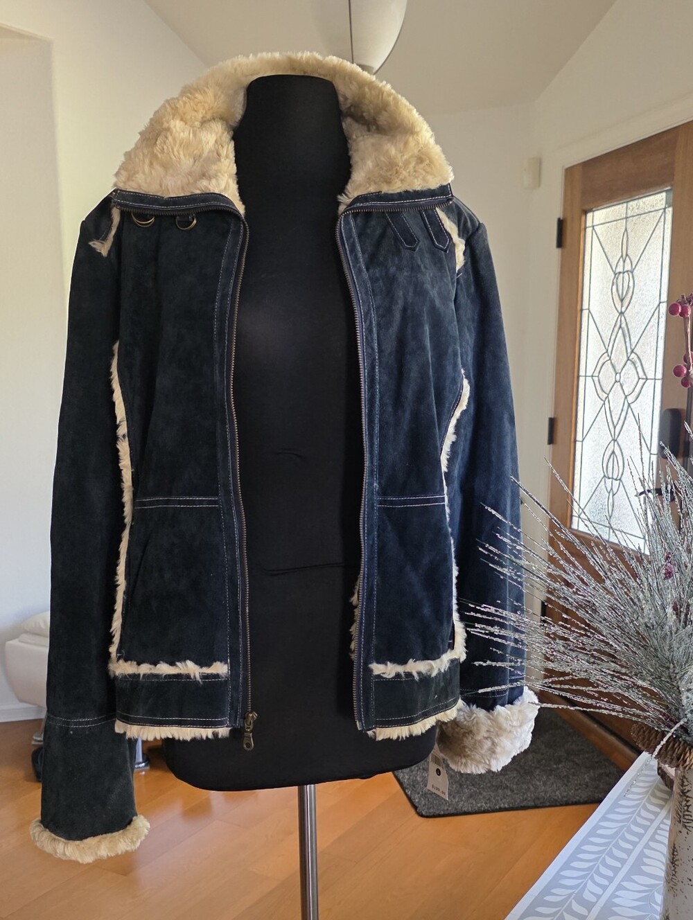 🍒NWT🍒 Y2K WILSONS LEATHER BLUE SUEDE Shearling Lined Jacket